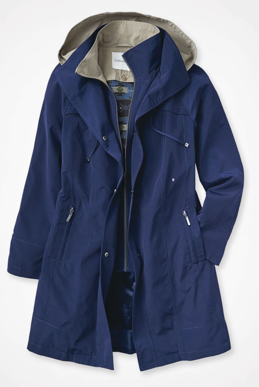 COLDWATER CREEK NAVY ALL-SEASON WATER REPELLENT REMOVABLE LINING JACKET COAT XL